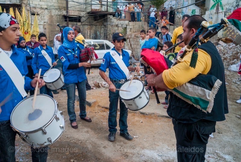 Bagpipes;Drums;La parole à l'image;Palestinans;Palestinian Refugees;Refugee camps;Refugees;Scouts;UNRWA