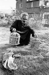 Birds;Bird-cages;Cages;Kaleidos-images;Man;Men;Palestinian-Refugees;Palestinians;Refugee-camps;Shanty-Towns;Shatila;Tarek-Charara
