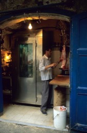 Batroon;Batroun;Batrun;Butchers-shop;Food;Foodstuffs;Kaleidos;Kaleidos-images;La-parole-à-limage;Lebanon;Man;Meat;Men;Salesman;Tarek-Charara